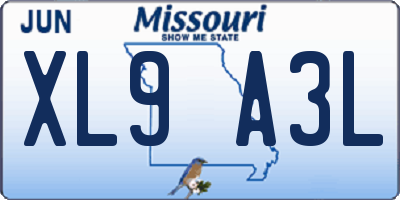 MO license plate XL9A3L