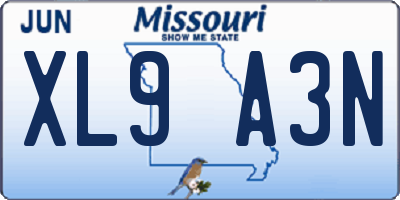 MO license plate XL9A3N