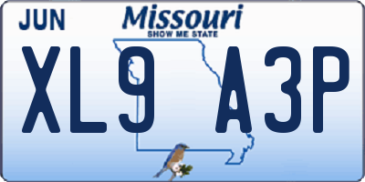 MO license plate XL9A3P