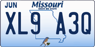 MO license plate XL9A3Q