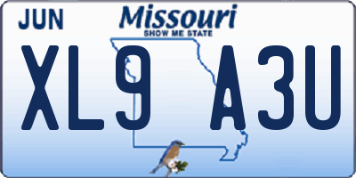 MO license plate XL9A3U