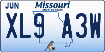 MO license plate XL9A3W