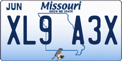 MO license plate XL9A3X