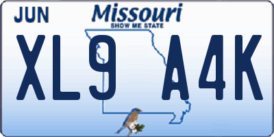 MO license plate XL9A4K