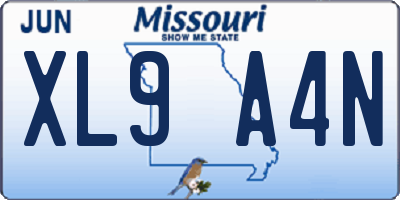 MO license plate XL9A4N