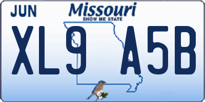 MO license plate XL9A5B
