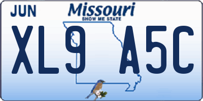 MO license plate XL9A5C