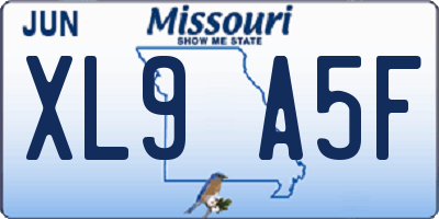 MO license plate XL9A5F