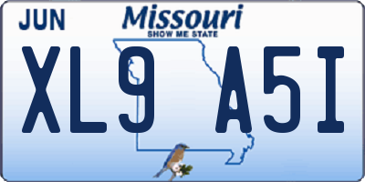 MO license plate XL9A5I
