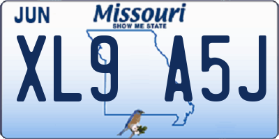 MO license plate XL9A5J