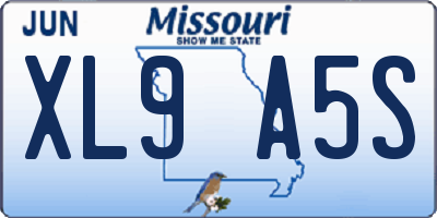 MO license plate XL9A5S