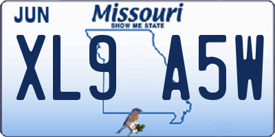MO license plate XL9A5W