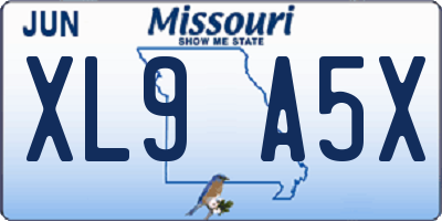 MO license plate XL9A5X