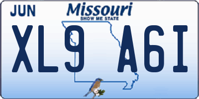 MO license plate XL9A6I