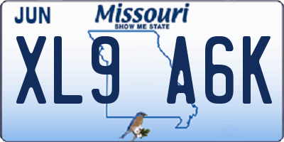 MO license plate XL9A6K
