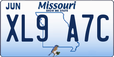 MO license plate XL9A7C