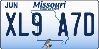 MO license plate XL9A7D