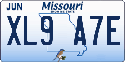 MO license plate XL9A7E