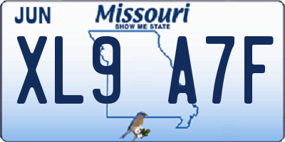MO license plate XL9A7F