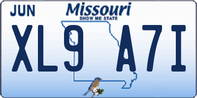 MO license plate XL9A7I