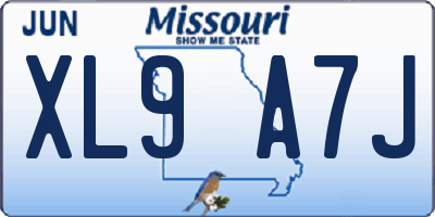 MO license plate XL9A7J