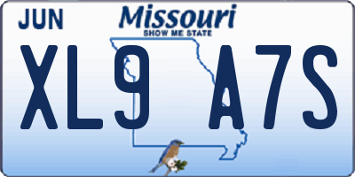 MO license plate XL9A7S