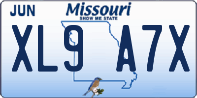 MO license plate XL9A7X
