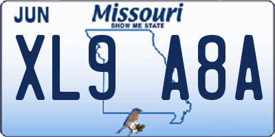 MO license plate XL9A8A