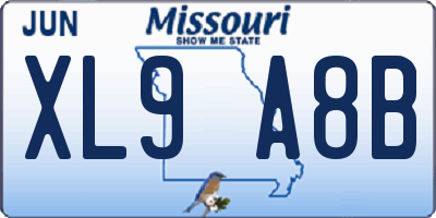 MO license plate XL9A8B