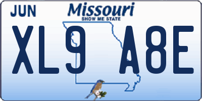MO license plate XL9A8E