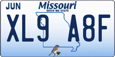 MO license plate XL9A8F