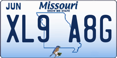 MO license plate XL9A8G