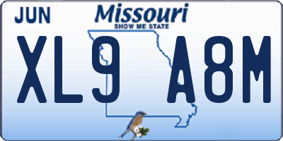 MO license plate XL9A8M
