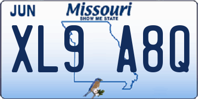 MO license plate XL9A8Q