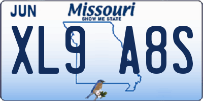 MO license plate XL9A8S