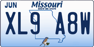 MO license plate XL9A8W