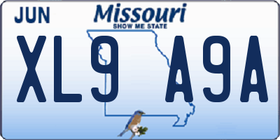 MO license plate XL9A9A