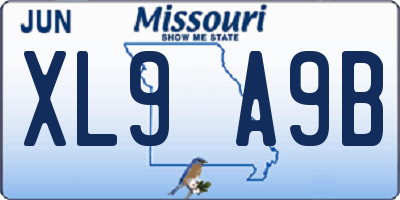 MO license plate XL9A9B