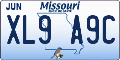 MO license plate XL9A9C