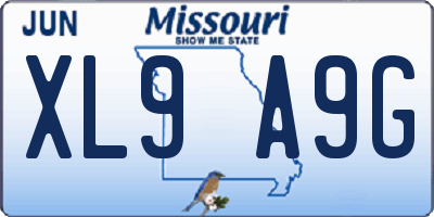 MO license plate XL9A9G