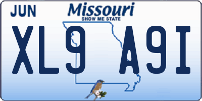 MO license plate XL9A9I