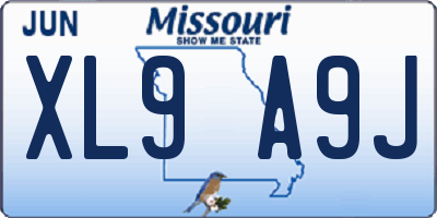 MO license plate XL9A9J