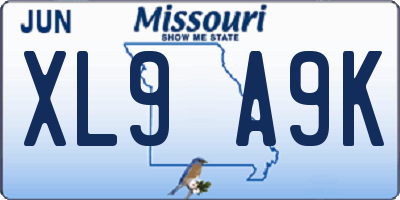MO license plate XL9A9K