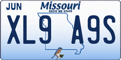 MO license plate XL9A9S