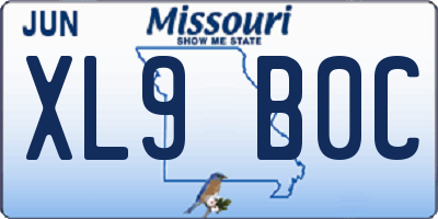 MO license plate XL9B0C