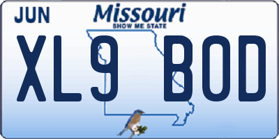 MO license plate XL9B0D