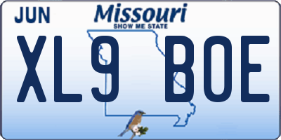 MO license plate XL9B0E