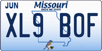 MO license plate XL9B0F