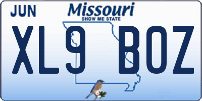 MO license plate XL9B0Z