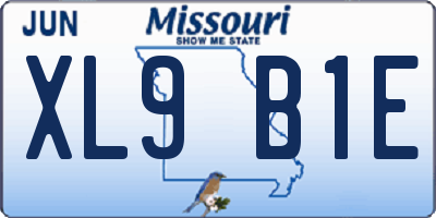 MO license plate XL9B1E